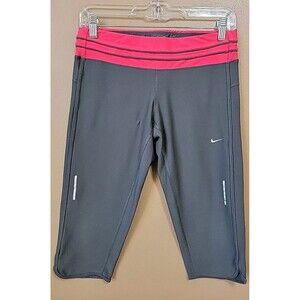 Nike Relay Low Rise Running Capri Leggings Reflective Gray/Pink Pants | Sz Large